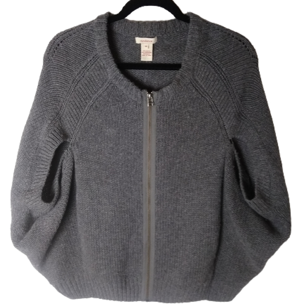 Sundance Size M Gray Cocoon Sweater Gray Lambswool Blend EUC